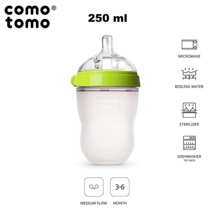 Antykolkowa Butelka Silikonowa Mom's Breast 250 Ml Green Baby - Comotomo