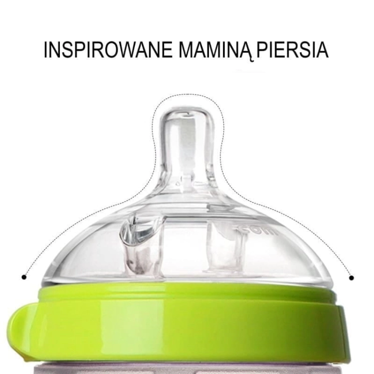 Antykolkowa Butelka Silikonowa Mom's Breast 250 Ml Green Baby - Comotomo