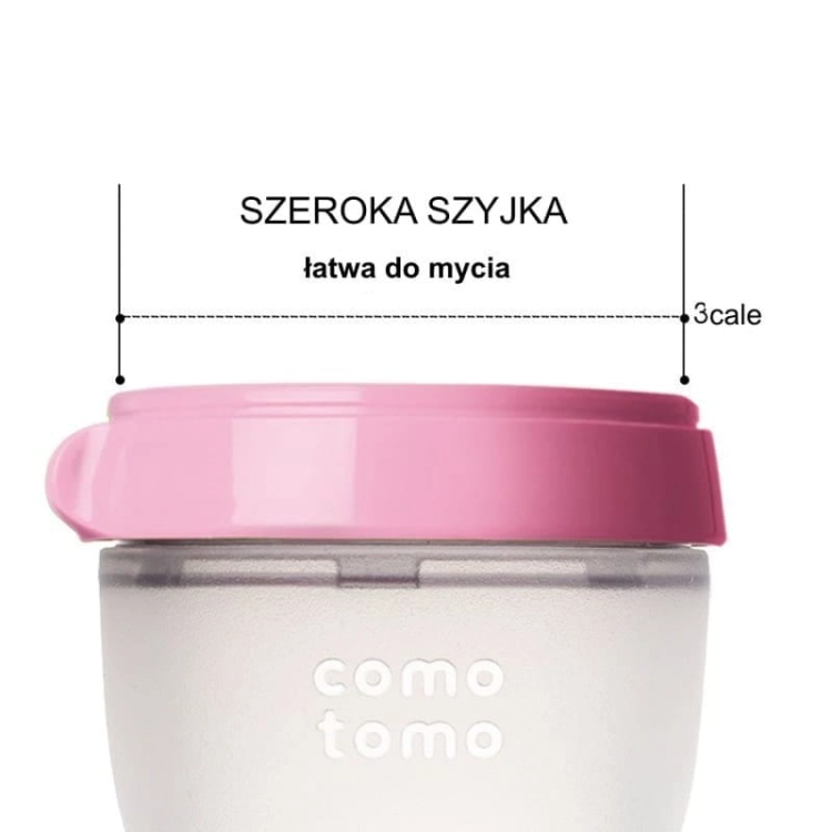 Antykolkowa Butelka Silikonowa Mom's Breast 150 Ml Pink Newborn - Comotomo