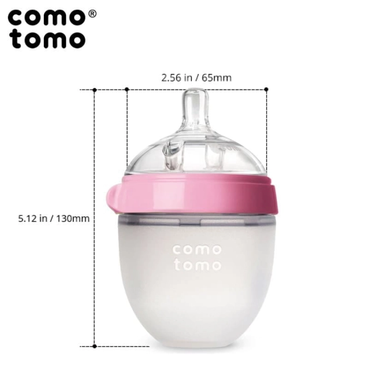 Antykolkowa Butelka Silikonowa Mom's Breast 150 Ml Pink Newborn - Comotomo