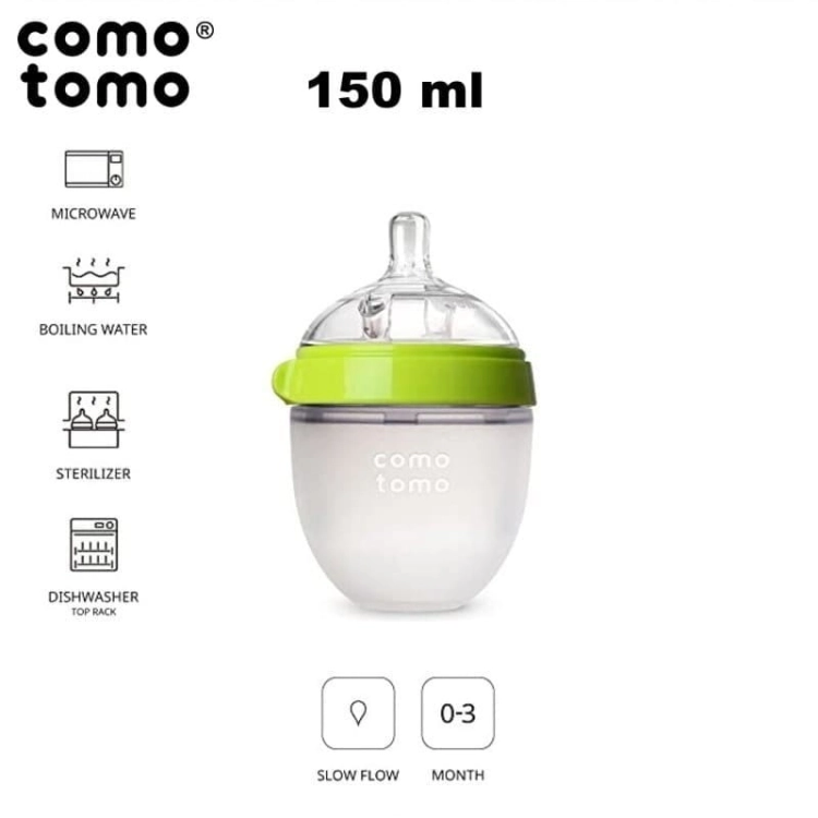 Antykolkowa Butelka Silikonowa Mom's Breast 150 Ml Green Newbor - Comotomo