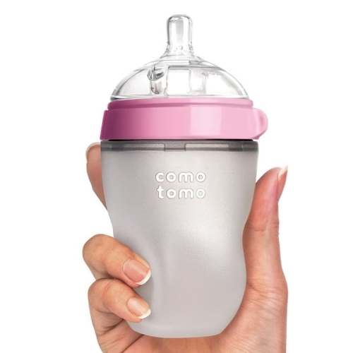 Antykolkowa Butelka Silikonowa Mom's Breast 250 Ml Pink Baby - Comotomo
