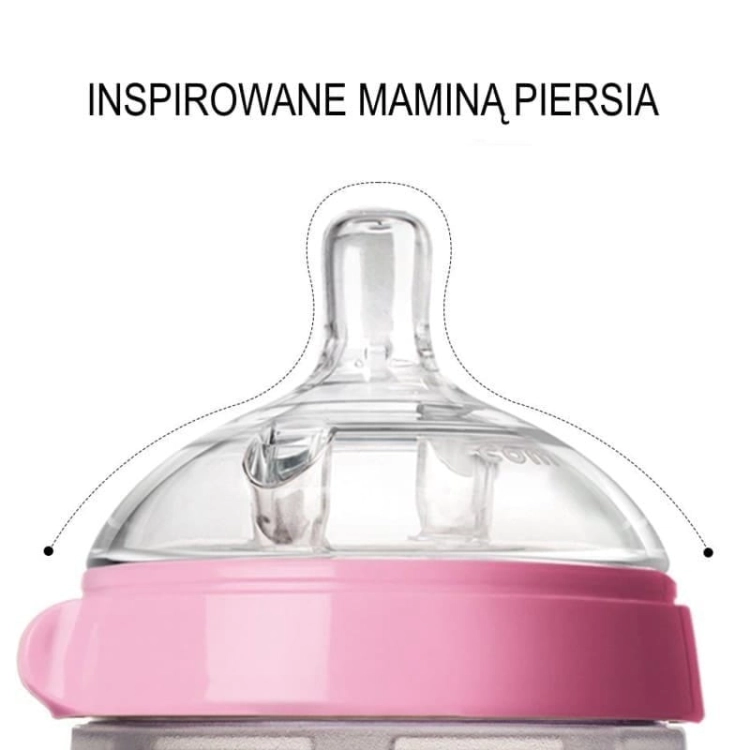 Antykolkowa Butelka Silikonowa Mom's Breast 250 Ml Pink Baby - Comotomo