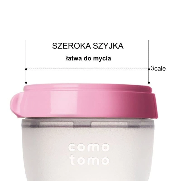 Antykolkowa Butelka Silikonowa Mom's Breast 250 Ml Pink Baby - Comotomo