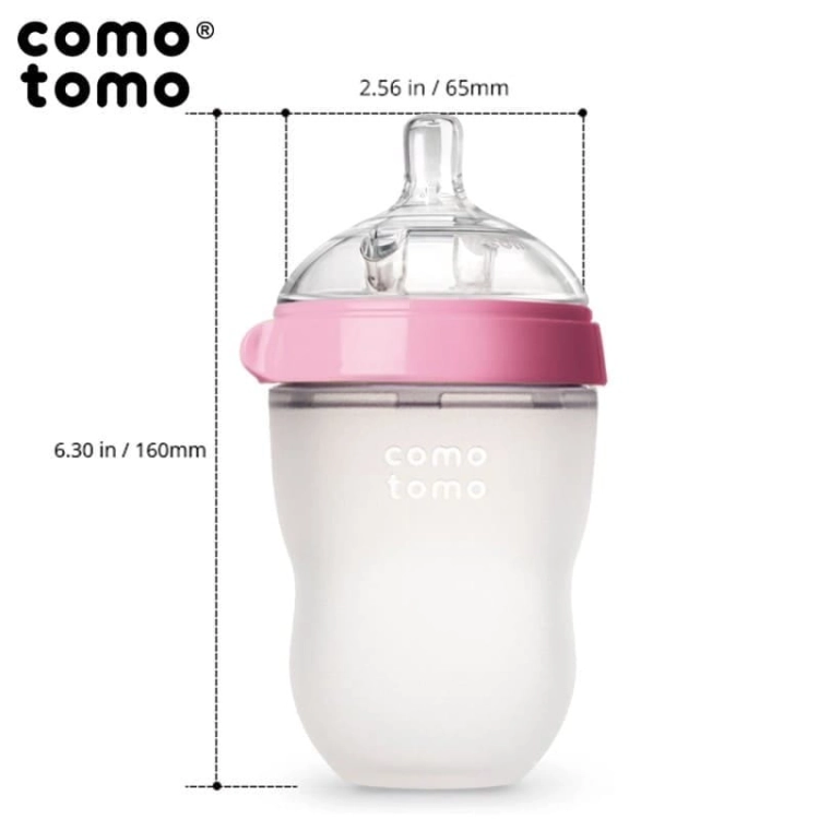 Antykolkowa Butelka Silikonowa Mom's Breast 250 Ml Pink Baby - Comotomo