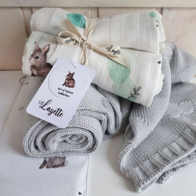 Pieluszki Bambusowe dla Niemowląt 2-pak Layette Bunny