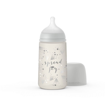 Butelka ze Smoczkiem Fizjologicznym Sx Pro Średni Przepływ Spread Joy Szara 270 ml - Suavinex