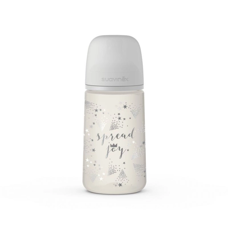 Butelka ze Smoczkiem Fizjologicznym Sx Pro Średni Przepływ Spread Joy Szara 270 ml - Suavinex