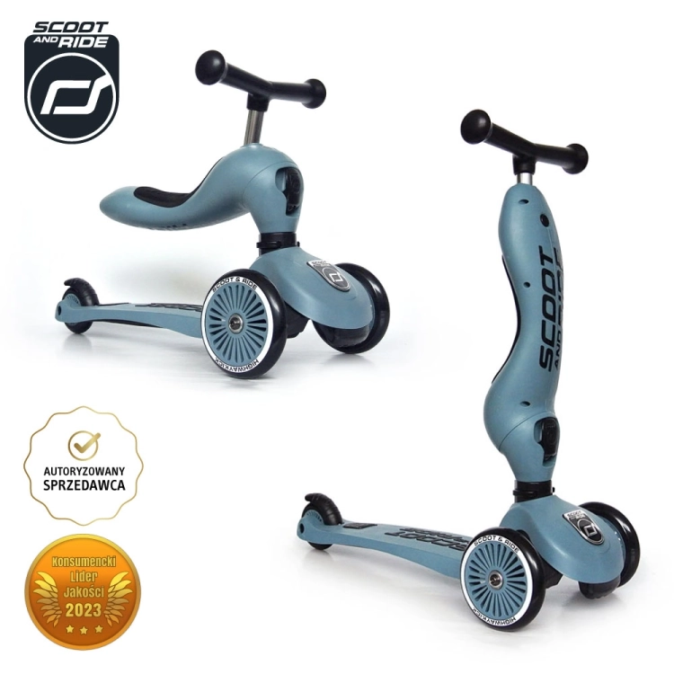 Hulajnoga i Jeździk Scootandride Highwaykick 2w1 1-5 Lat Steel
