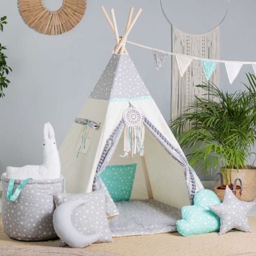 Namiot Tipi dla Dzieci Miętowa Gwiazdkowa Perełka