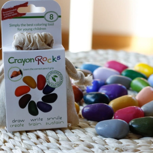 Kredki Woskowe 8 Kolorów dla Dzieci Crayon Rocks w Bawełnianym Woreczku