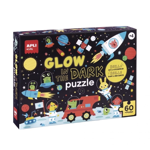 Puzzle dla Dzieci Świecące w Ciemności Apli Kids Kosmos 4+