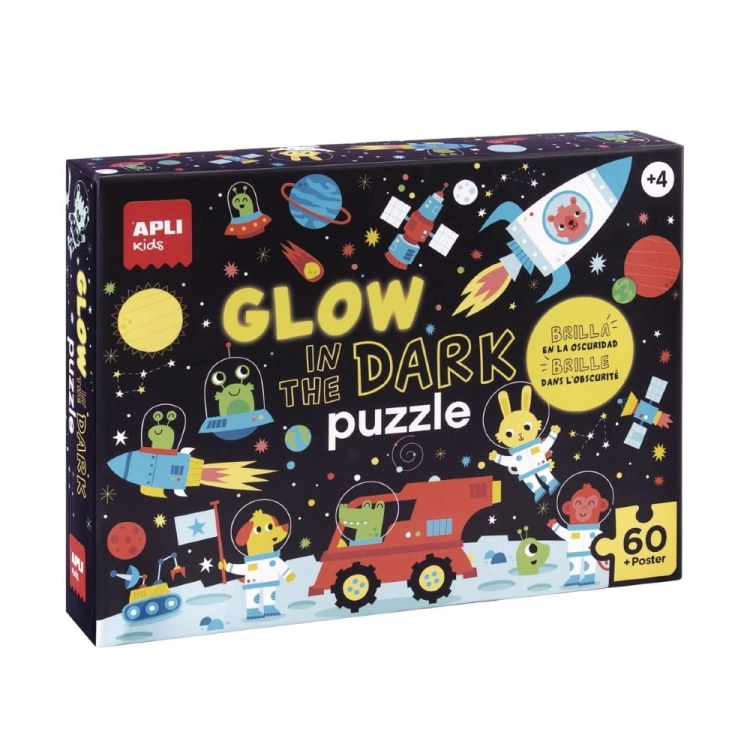 Puzzle dla Dzieci Świecące w Ciemności Apli Kids Kosmos 4+