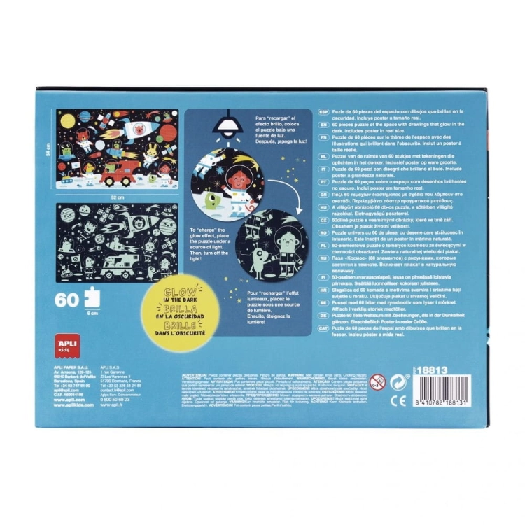 Puzzle dla Dzieci Świecące w Ciemności Apli Kids Kosmos 4+
