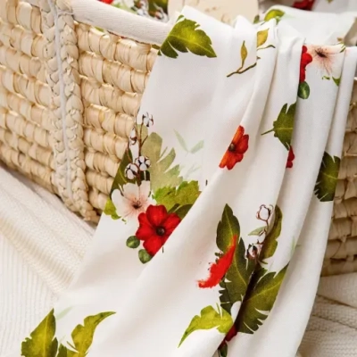 Otulacz Bambusowy dla Niemowlaka 75x100 Yenka Flowers w Koszu Mojżesza