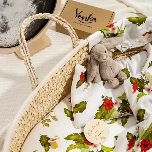 Prześcieradło do Gondoli Bambusowe Yenka Flowers z Opakowniem