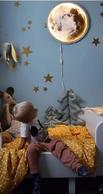 Drewniana Lampka Nocna dla Dzieci Led Księżyc 55 - Bajum