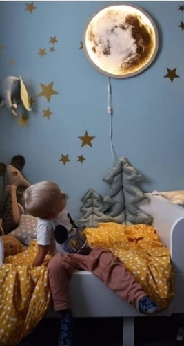 Drewniana Lampka Nocna dla Dzieci Led Księżyc 40 - Bajum
