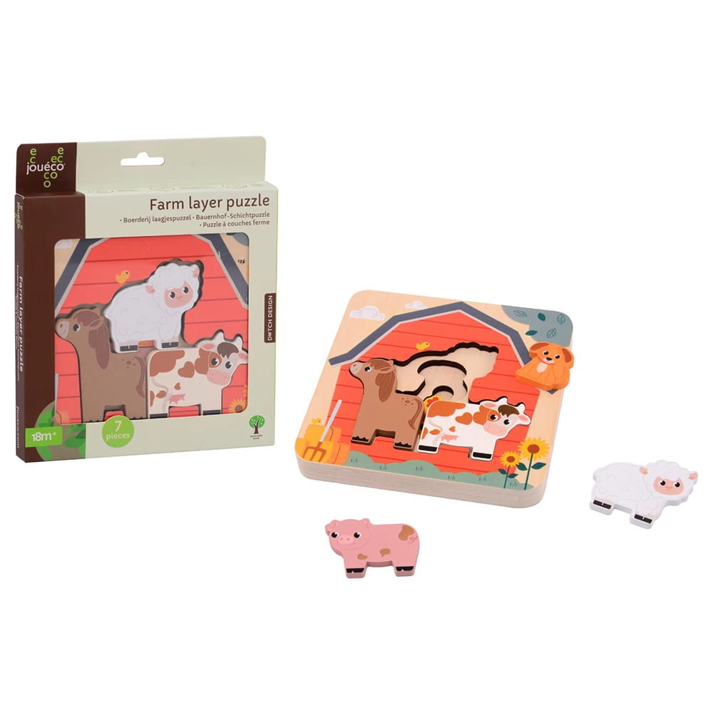Puzzle Drewniane Warstwowe Farma / Joueco