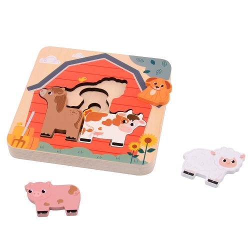 Puzzle Drewniane Warstwowe Farma - Joueco
