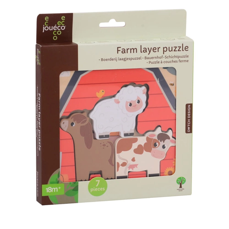 Puzzle Drewniane Warstwowe Farma  - Joueco