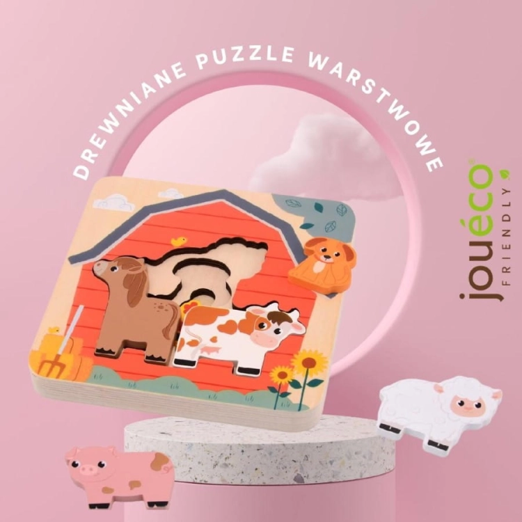 Puzzle Drewniane Warstwowe Farma  - Joueco