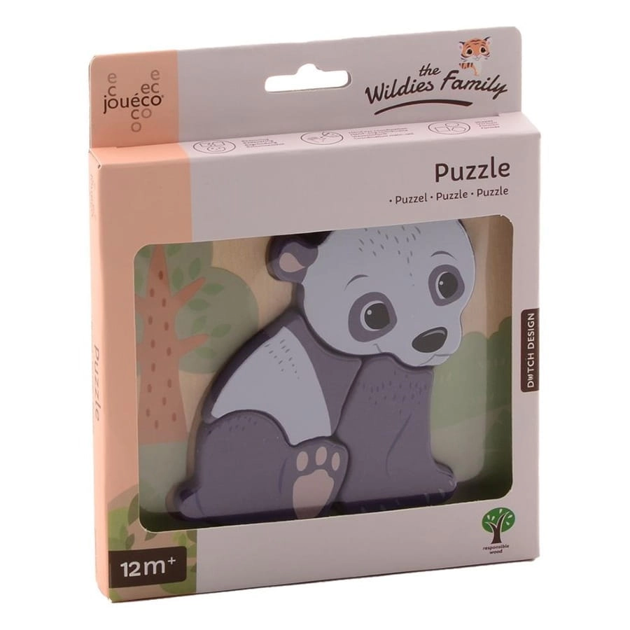 Puzzle Drewniane Panda The Wildies Family / Joueco