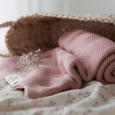 Kocyk dla Niemowlaka Bambusowy My Memi Fir Powder Pink Pudrowy Róż