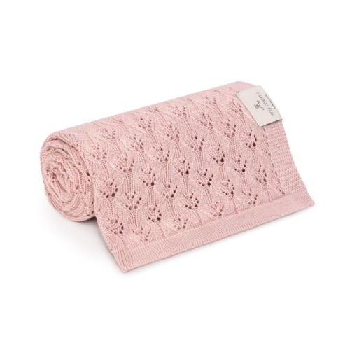 Kocyk dla Niemowlaka Bambusowy Ażurowy My Memi Powder Pink Pudrowy Róż
