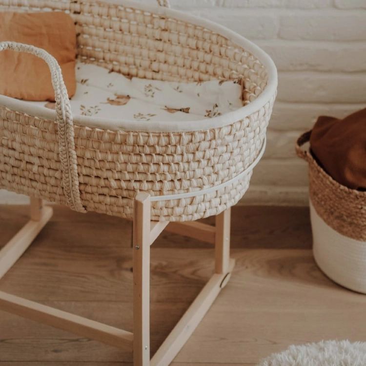 Kosz Mojżesza z Kołyską AhojBaby Naturalną z Poduszką