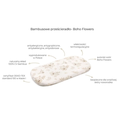 Prześcieradło do Gondoli Bambusowe Boho Flowers Produktowe — My Memi