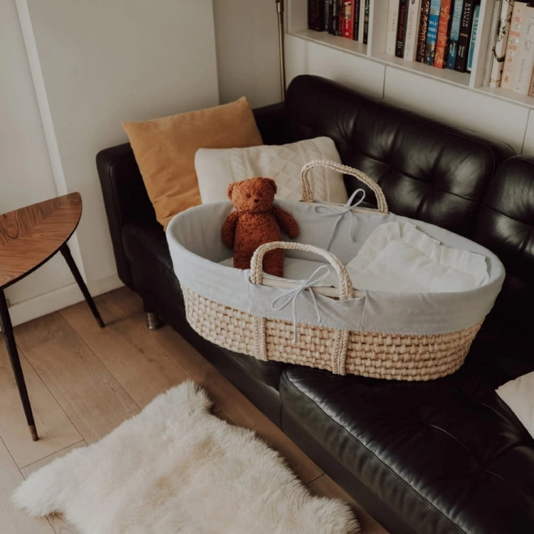 Wyściółka do Kosza Mojżesza Bawełna Organiczna Szara — Ahojbaby