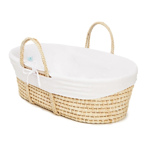 Wyściółka do Kosza Mojżesza Bawełna Organiczna Biała — Ahojbaby