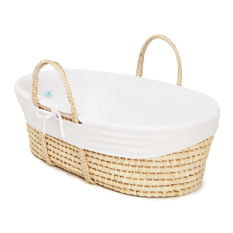 Wyściółka do Kosza Mojżesza Bawełna Organiczna Biała — Ahojbaby