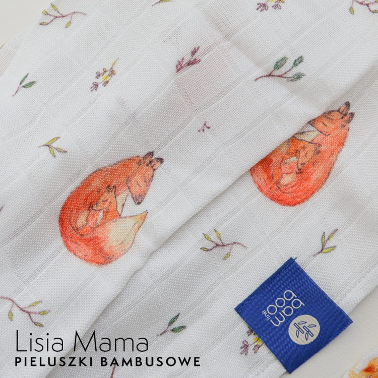 Zestaw Pieluszek Bambusowych 2szt. Lisia Mama Róż - Bamboo Line