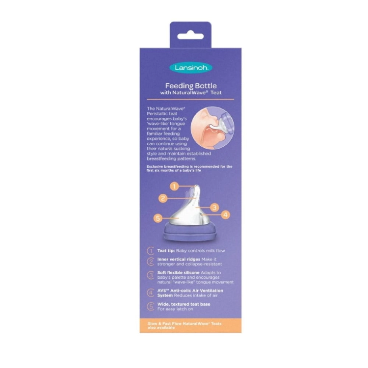 Butelka do karmienia 160 ml ze Smoczkiem Natural Wave o Wolnym Przepływie - Lansinoh