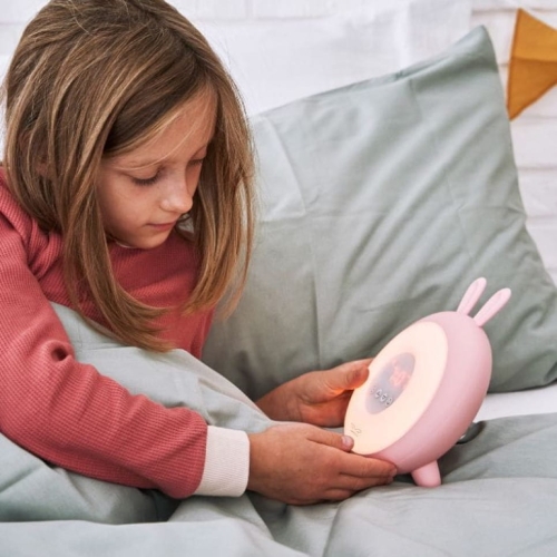 Lampka Nocna Dla Dzieci Stojąca Budzik Różowy Królik — Rabbit and Friends