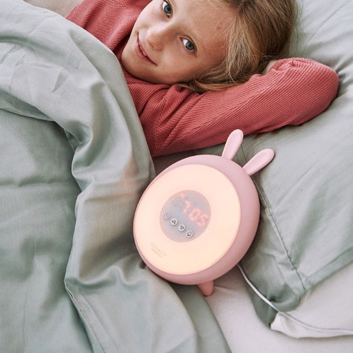 Lampka Nocna Dla Dzieci Stojąca Budzik Różowy Królik — Rabbit and Friends