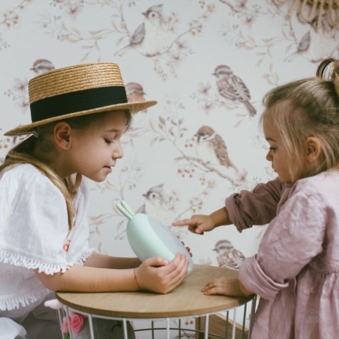 Lampka Nocna Dla Dzieci Stojąca Budzik Zielony Królik — Rabbit and Friends