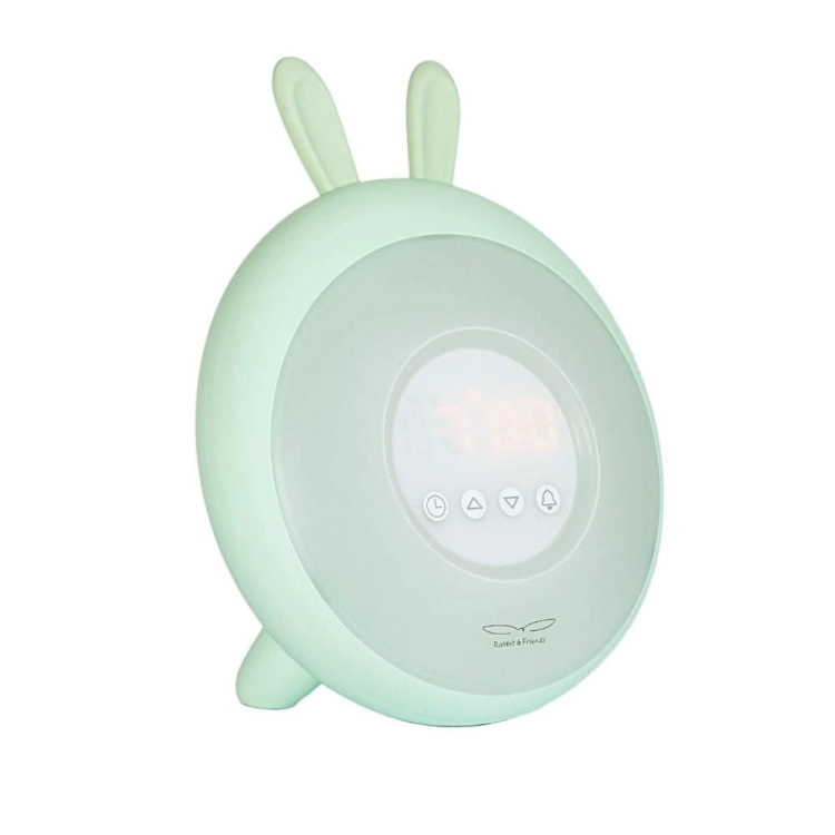 Lampka Nocna Dla Dzieci Stojąca Budzik Zielony Królik — Rabbit and Friends