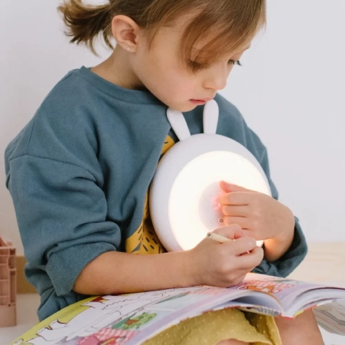 Lampka Nocna Dla Dzieci Stojąca Budzik Biały Królik — Rabbit and Friends