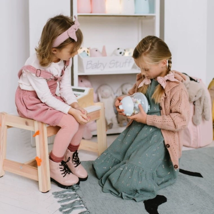Lampka Nocna Dla Dzieci Stojąca Pozytywka Niebieska — Rabbit and Friends
