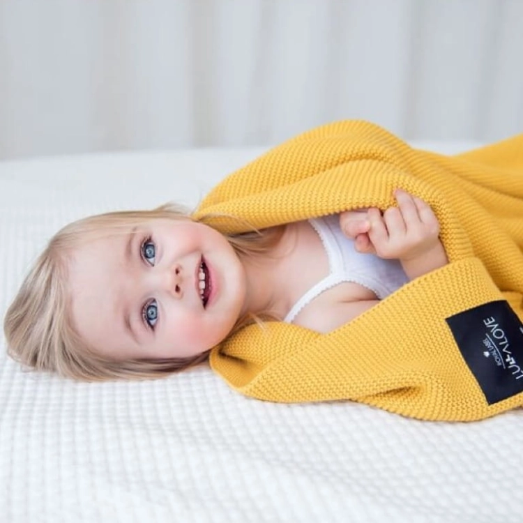 Kocyk dla Niemowlaka Bambusowy Lullalove Musztarda Żółty