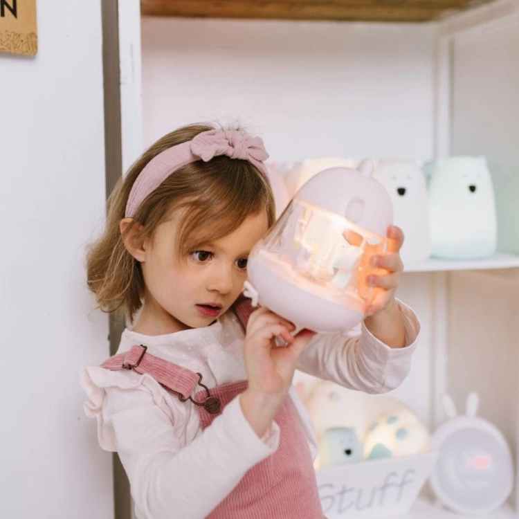 Lampka Nocna Dla Dzieci Stojąca Pozytywka Różowa — Rabbit and Friends