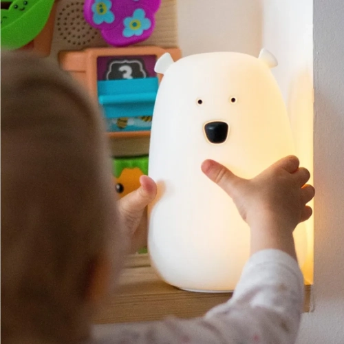 Lampka Nocna Dla Dzieci Stojąca Miś Biały z Pilotem Kolory — Rabbit and Friends