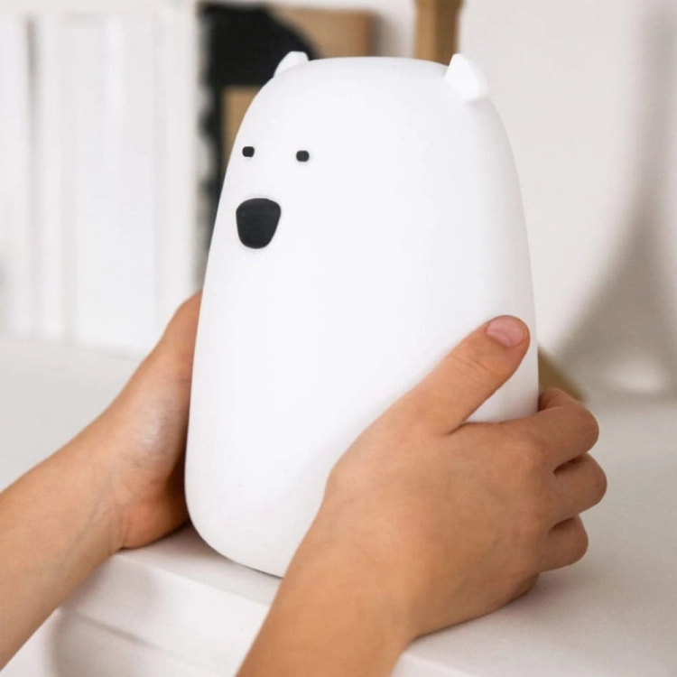 Lampka Nocna Dla Dzieci Stojąca Miś Biały z Pilotem Kolory — Rabbit and Friends