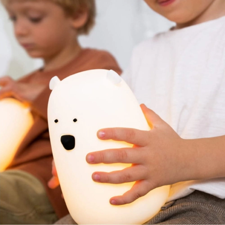 Lampka Nocna Dla Dzieci Stojąca Miś Biały z Pilotem Kolory — Rabbit and Friends