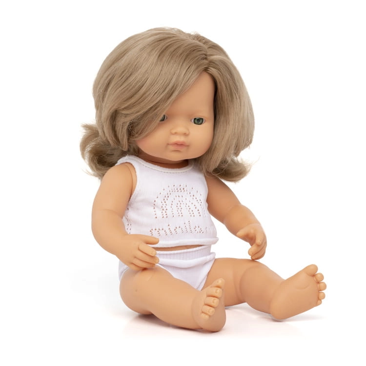 Lalka Dziewczynka Europejka Ciemny Blond 38 cm / Miniland