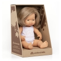 Lalka dziewczynka Europejka Ciemny Blond 38 cm Miniland Doll