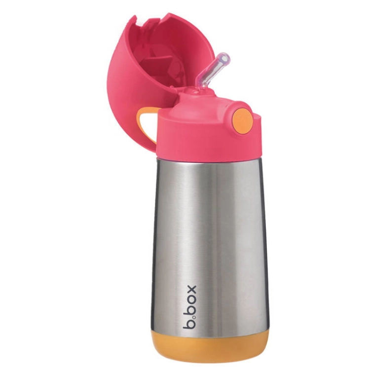 B.Box Bidon Termiczny ze Słomką dla Dziecka 350 ml Strawberry Shake Różowy